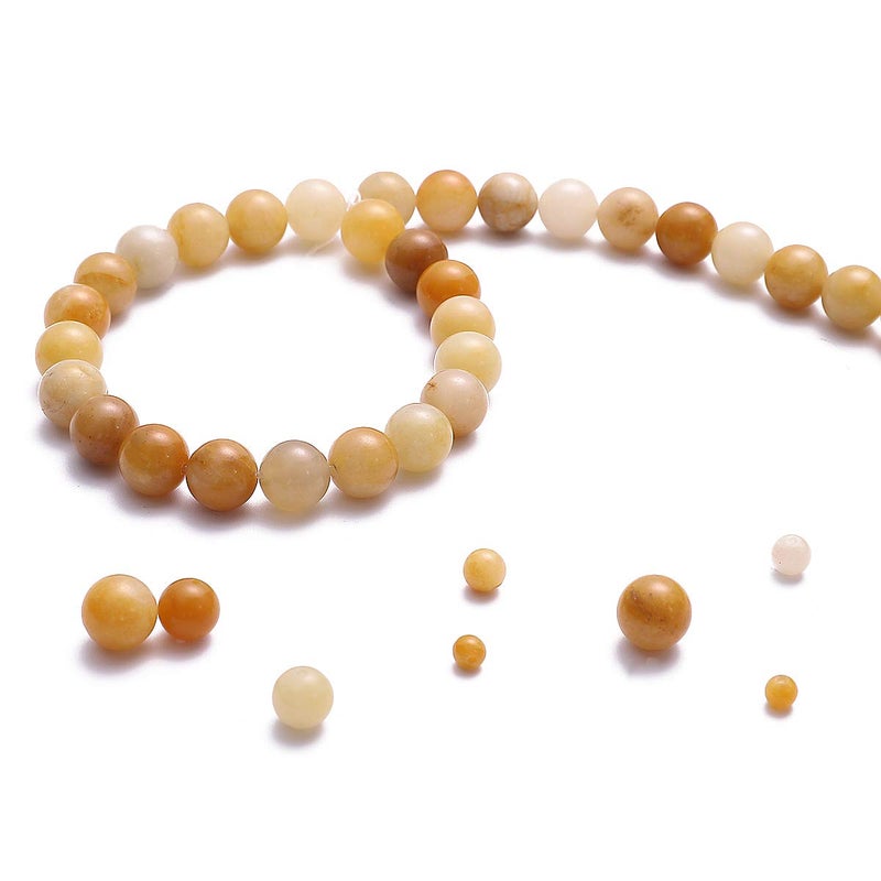 BEADIA Natural Yellow Jade Stone Round Loose Semi Gemstone Beads for Jewelry Making 4MM 89PCS - Image 2